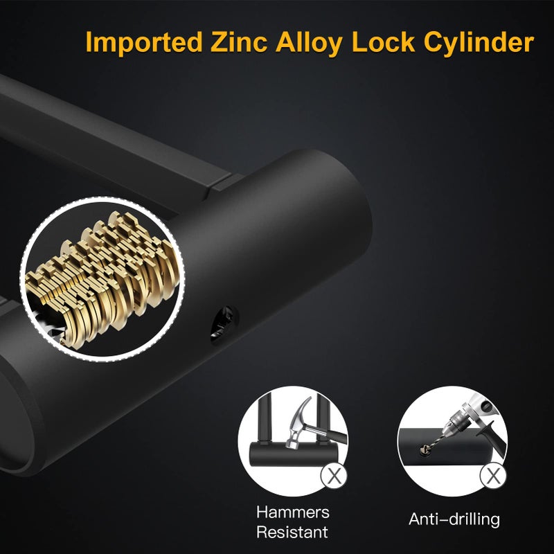 UBULLOX Bike U Lock Heavy Duty Bike Lock Bicycle U Lock, 16mm Shackle and 4ft/6ft Length Security Cable with Sturdy Mounting Bracket for Bicycle, Motorcycle and More - Image 3